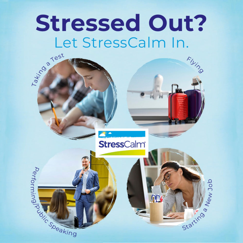 Dosing directions on StressCalm bottle label