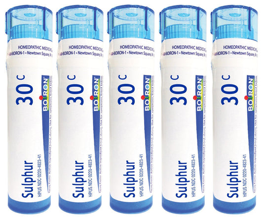 Boiron Sulphur 30C 5x80 pellet tubes - front view