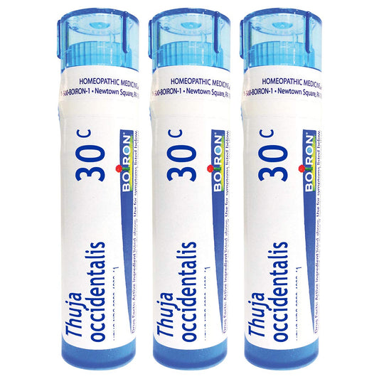 Boiron Thuja Occidentalis 30c Wart Medicine bottle and packaging