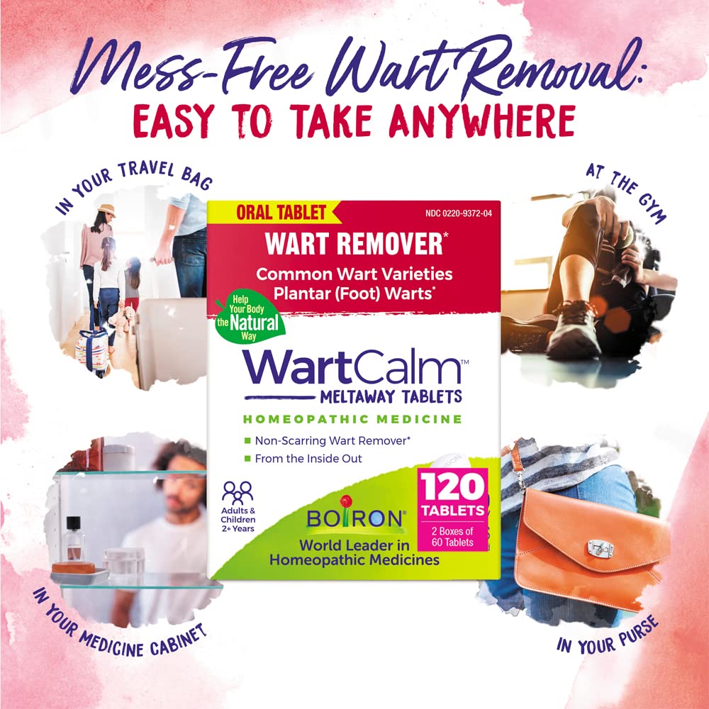 Boiron WartCalm label highlights plant-based active ingredients.