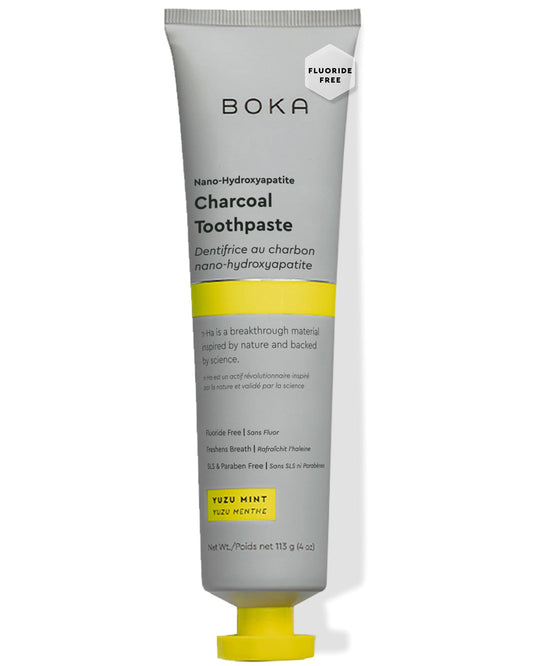 Boka Fluoride-Free Toothpaste packaging featuring nano hydroxyapatite