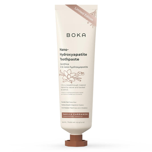 Hero image: Boka fluoride-free toothpaste in Vanilla Cardamom flavor, 4 oz