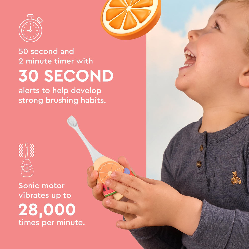 Toothbrush displaying two brushing modes and timers