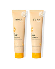 Boka Orange Cream fluoride-free toothpaste packaging and tube (1.3 oz) – 2 pack