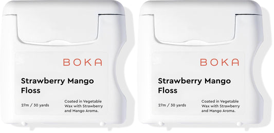 Boka Strawberry Mango Woven Dental Floss packaging close-up