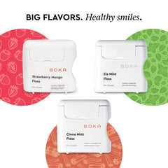 Eco-friendly dental floss product display with strawberries