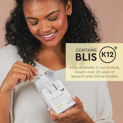 Organic xylitol crystals and probiotic powder close-up