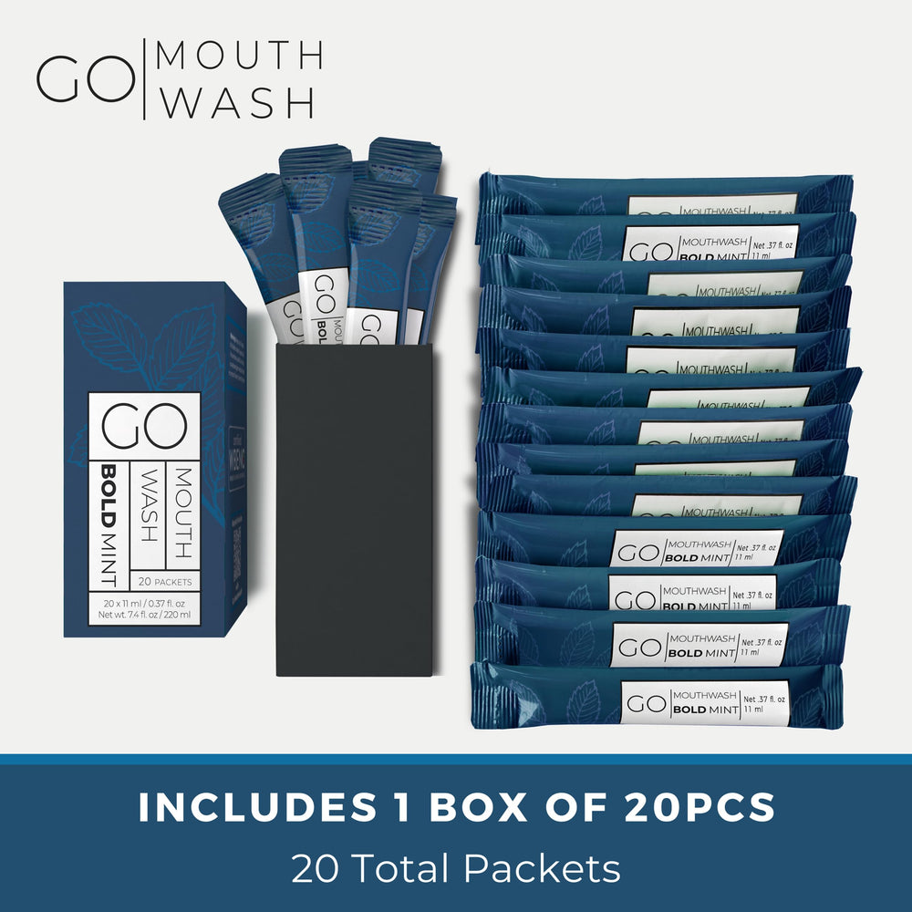 TSA-approved travel size mouthwash packets for carry-on toiletries