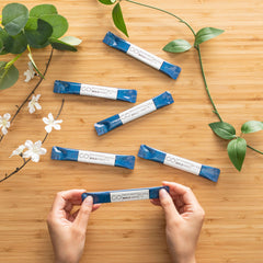 Individually wrapped spill-proof mouthwash packets with natural formula