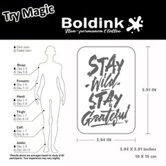 Boldink anti-reflective designs reduce glare on skin.