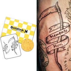 Boldink Death Scythe tattoo packaging, gift-ready presentation.