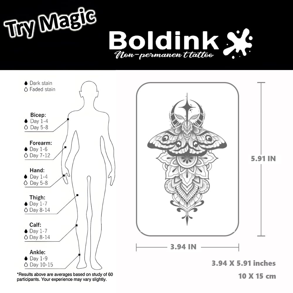 Boldink long lasting tattoo design demonstration for daily wear.