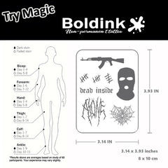 Boldink mini-pattern tattoo stays waterproof during workouts and showers.