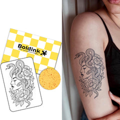 Boldink Weeping Woman with Snake tattoo design, waterproof and long-lasting for daily wear.
