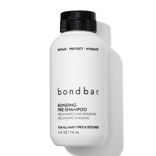 Bondbar PreShampoo Repair bottle close up for smoother, shinier hair.