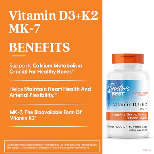 Graphic showing bone and arterial health support from D3 and K2 MK-7