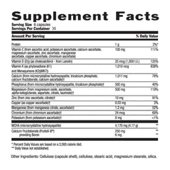 Bone Solid ingredients showing MCHA and minerals
