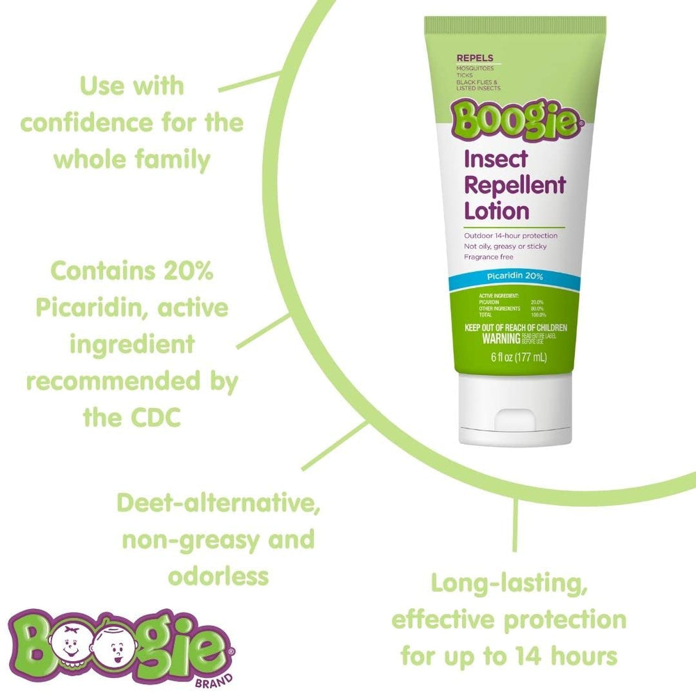 Boogie Insect Repellent Lotion on arm demonstrates non-greasy soothing texture for easy application