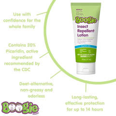 Boogie Insect Repellent Lotion on arm demonstrates non-greasy soothing texture for easy application