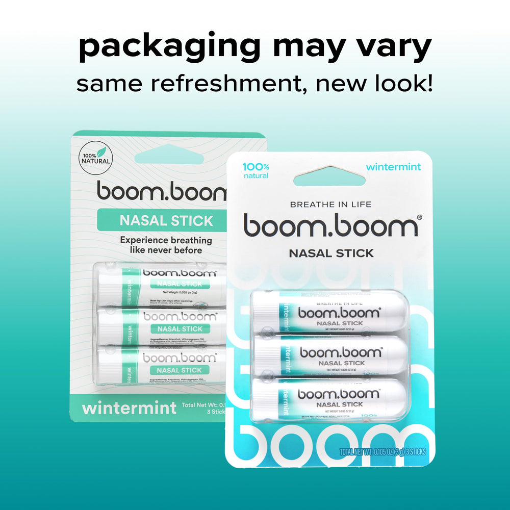BoomBoom nasal stick pocket-size carry fits in a pocket for daily freshness.