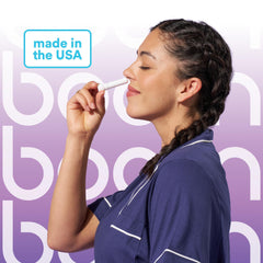 BoomBoom pocket-size nasal stick fits easily in a pocket for anytime breathing aid.