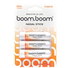 BoomBoom nasal stick demonstrates Vapor Flow Technology for quick, refreshing vapors during workouts.