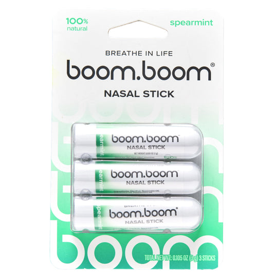 BoomBoom nasal stick with vapor flow delivers a quick refreshing inhale during workouts.