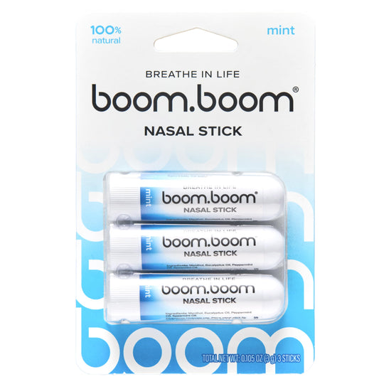 BoomBoom nasal stick VFT technology delivers potent vapors for on-the-go refreshment.