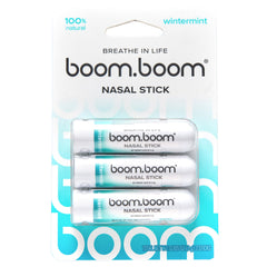 BoomBoom Nasal Stick Wintermint inhaler delivers refreshing winter breath and quick relief.