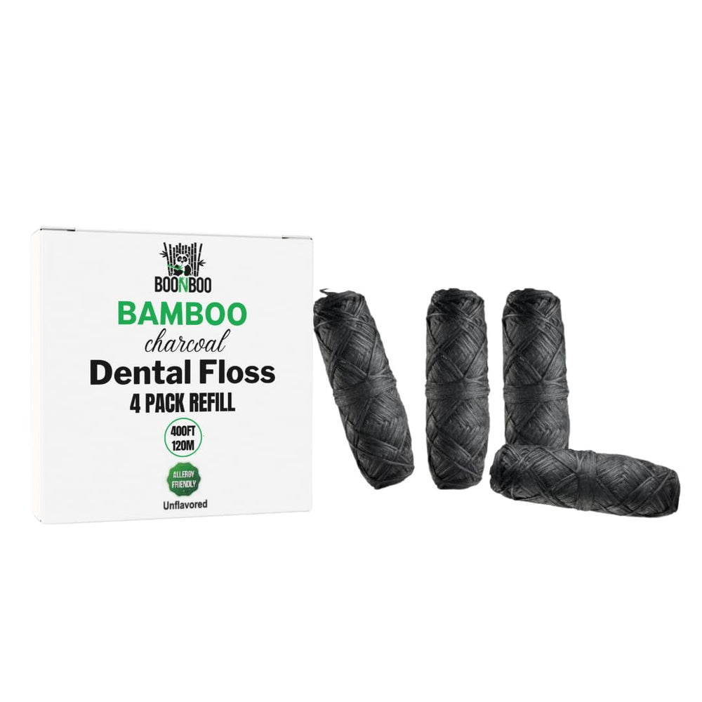 BOONBOO Charcoal Dental Floss Refill woven floss close-up