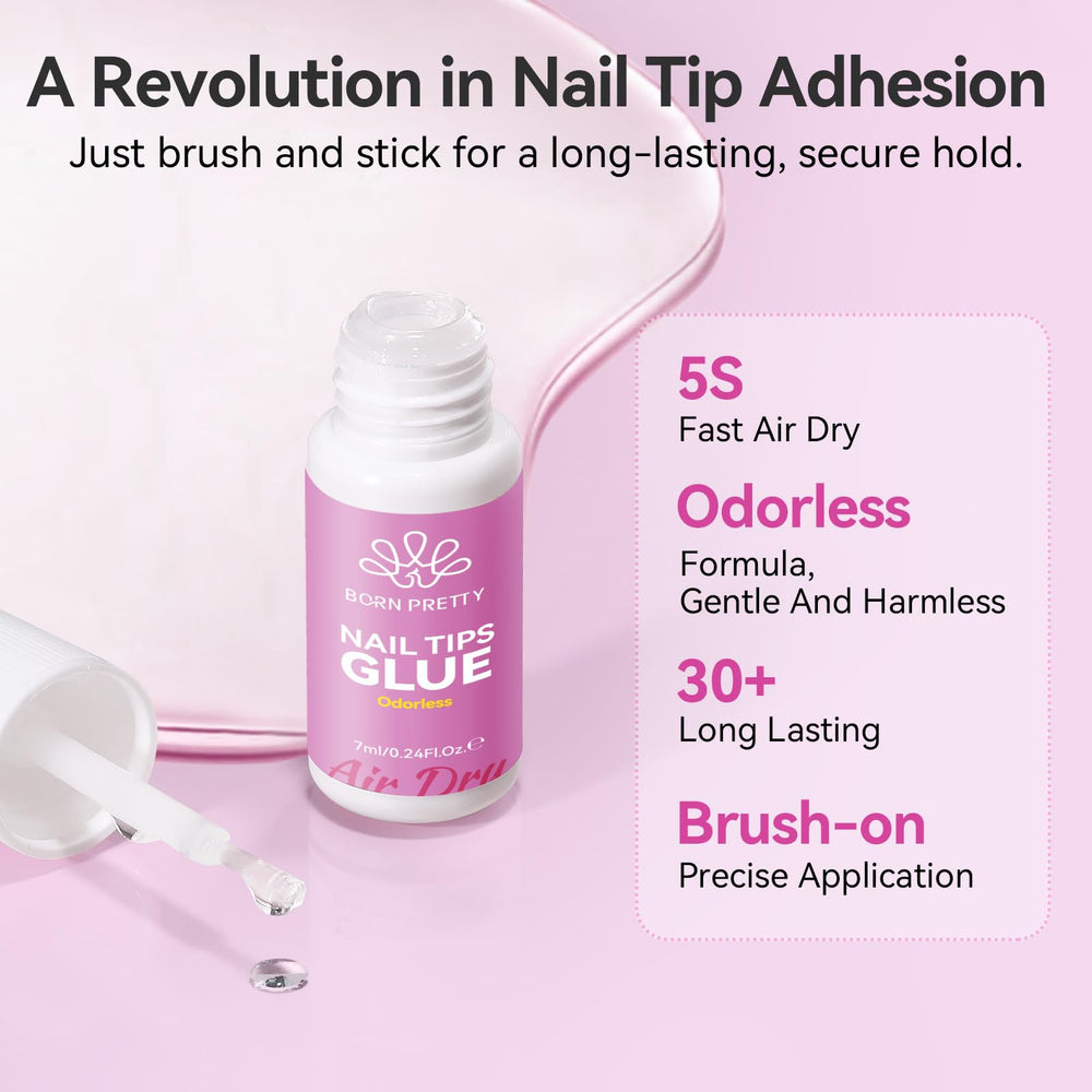 Born Pretty nail tips glue low-odor formula for comfortable at-home repairs