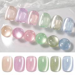 Born Pretty pastel magnetic gel nail polish with water-light cat-eye shimmer on nails