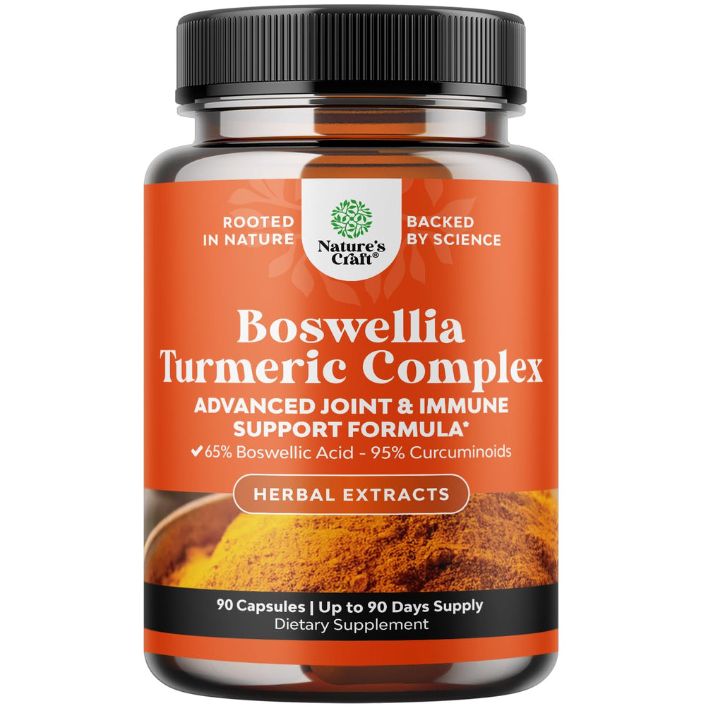 Hero product image: Boswellia Turmeric capsules bottle, 90-count
