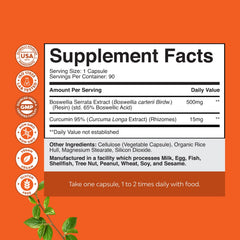 Close-up of Boswellia Turmeric bottle and label