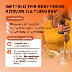 Ingredients panel showing Boswellia and Turmeric