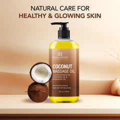 Close-up of Botanic Hearth Coconut Massage Oil bottle