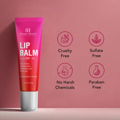 Botanic Hearth Raspberry Lip Balm SPF14 offers sun defense for outdoor days.