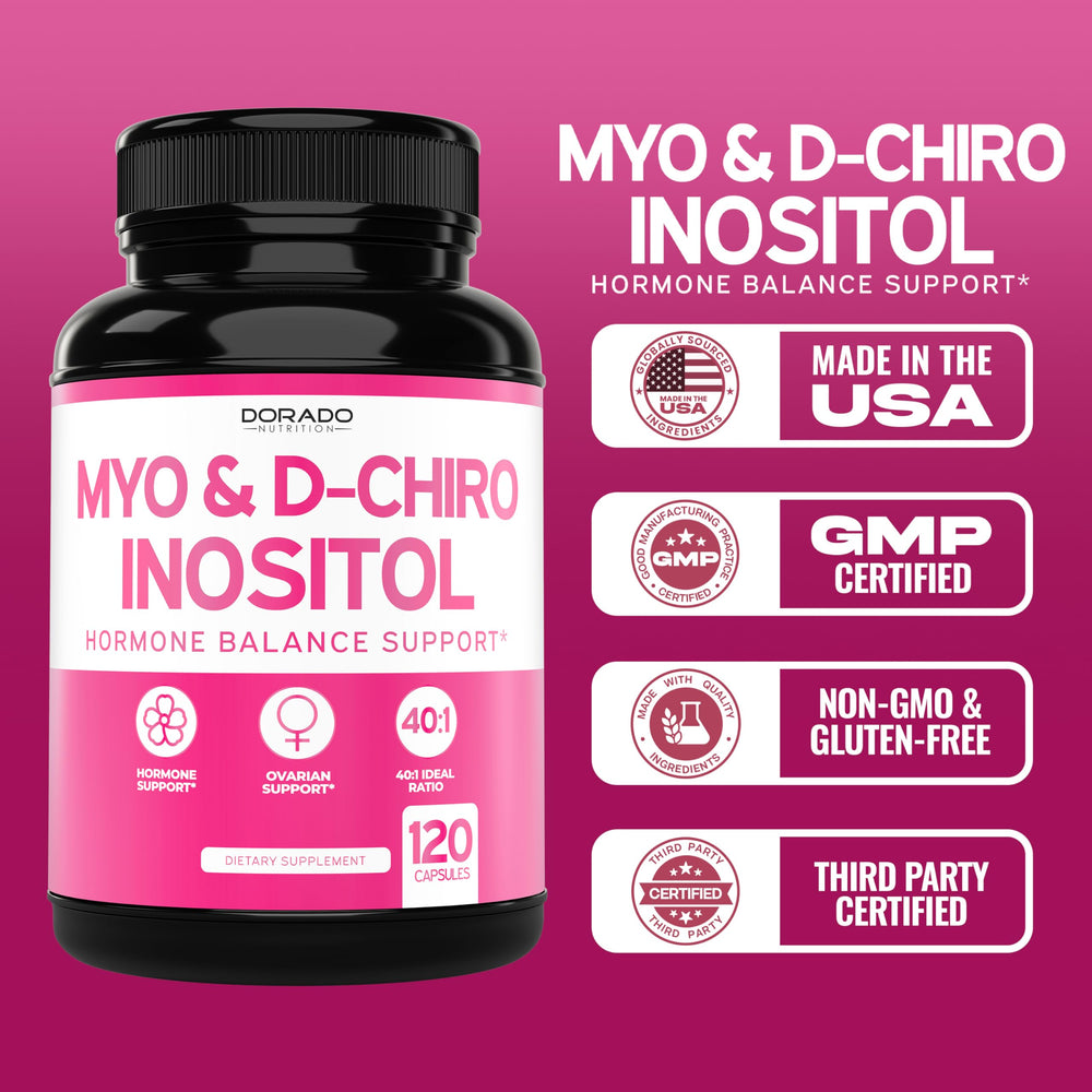 Bottle showing 120 capsules per bottle and hormone balance benefits