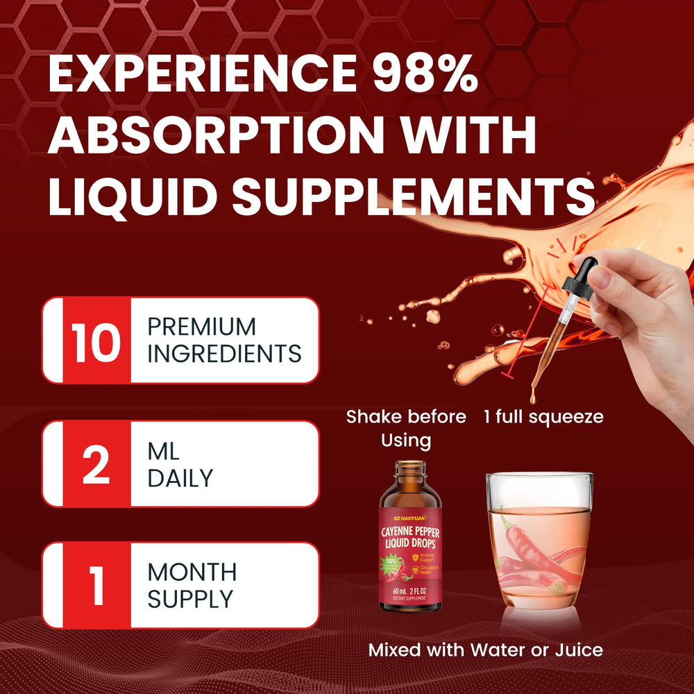 2 fl oz vegan, GMP-certified Cayenne Pepper supplement bottle