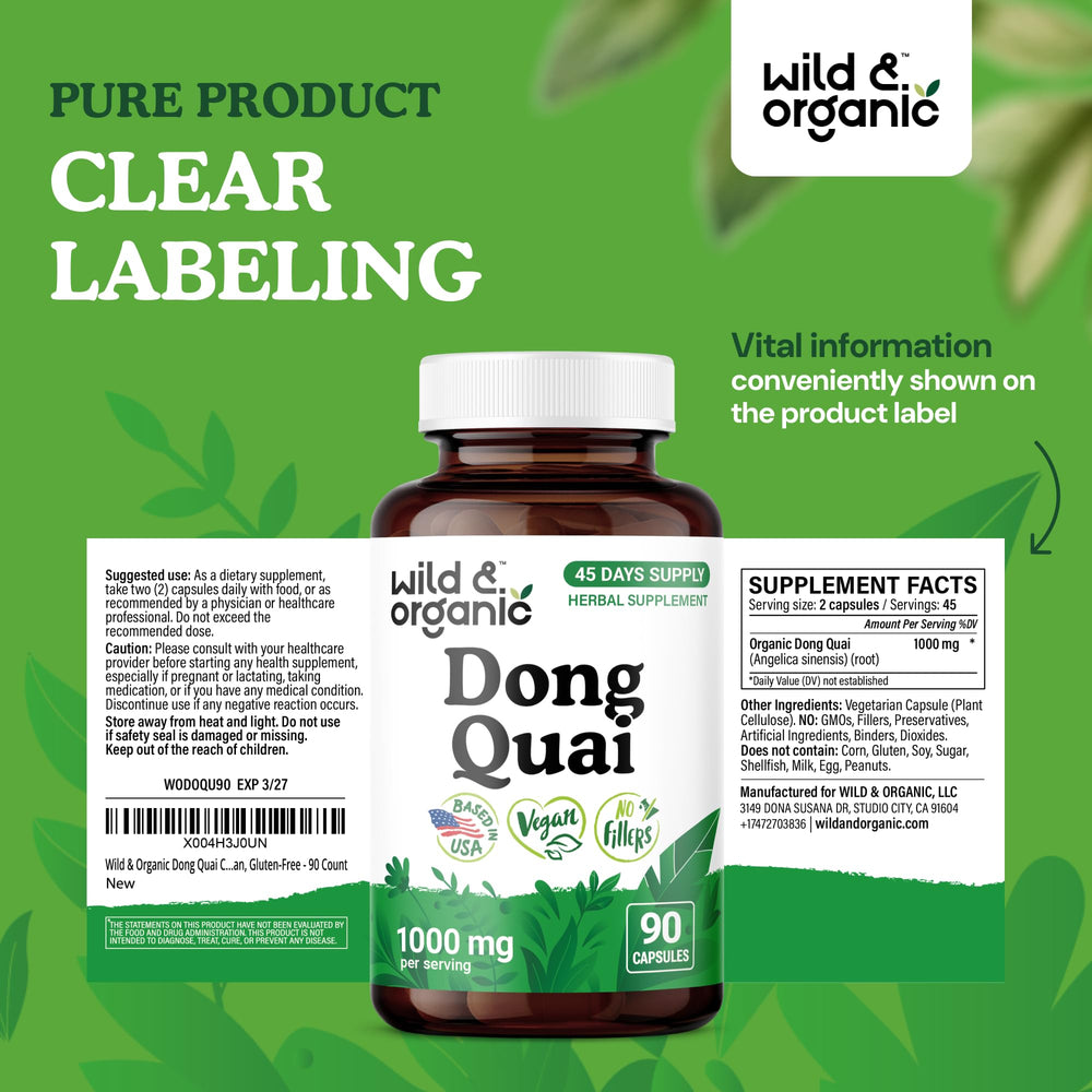 Dong Quai women supplement bottle with capsules