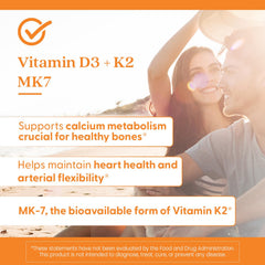 Product bottle close-up with D3 + K2 MK-7 labeling