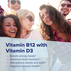 Close-up of the bottle label showing B12 and D3 details