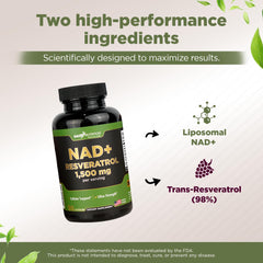 NAD+ with Resveratrol bottle with glass of water