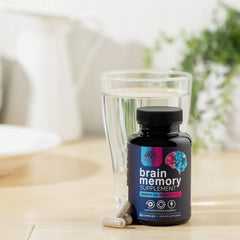 60-cap brain memory supplement bottle on white background