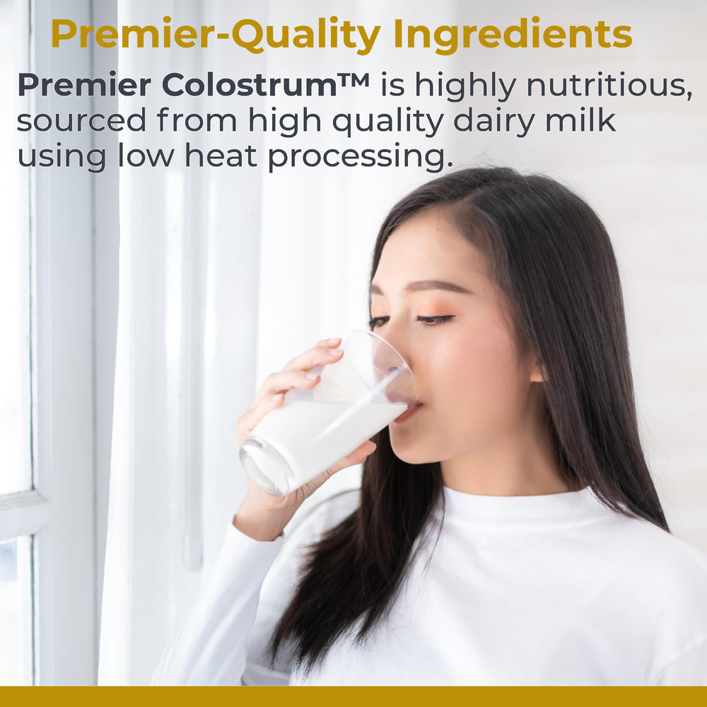Bovine colostrum powder bottle with label