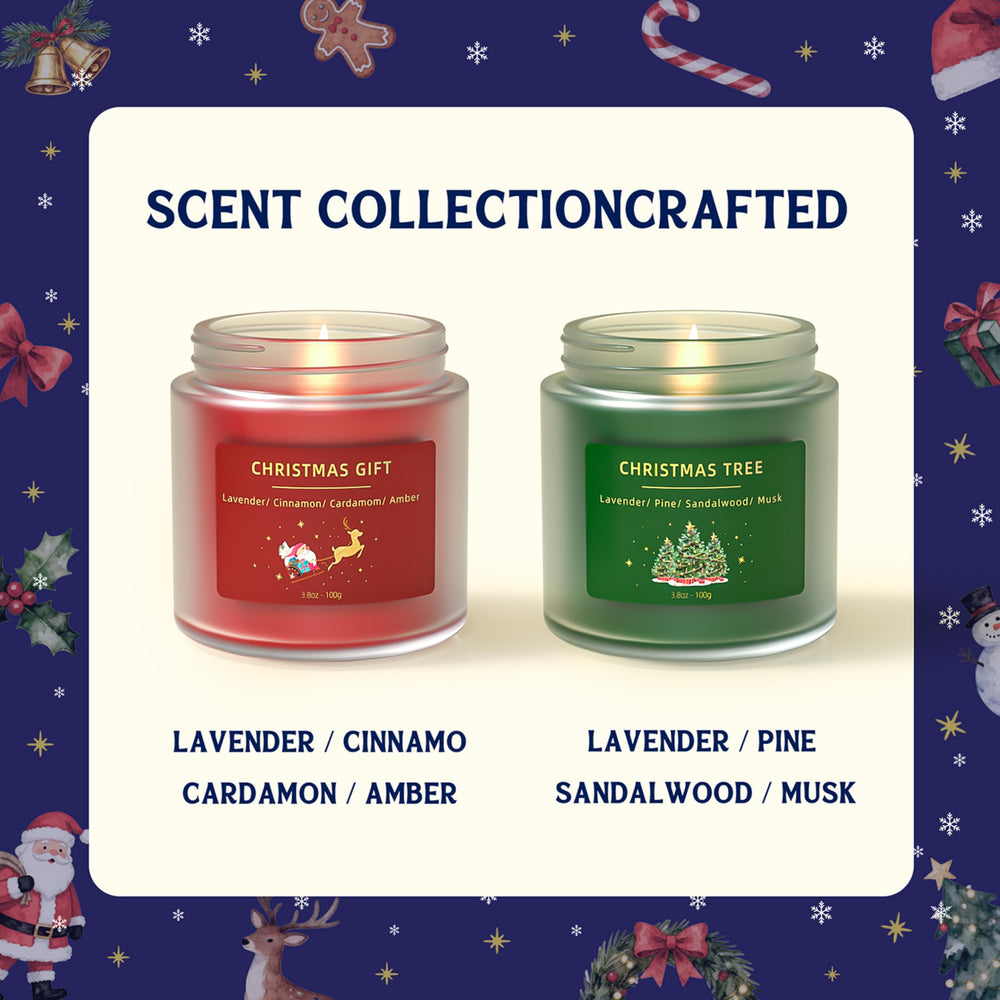 Two sleep-inducing scented candles with lavender and pine