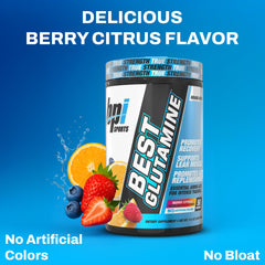 Front view of BPI Sports Best Glutamine bottle