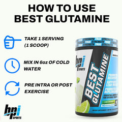 Athlete post-workout recovery concept with glutamine