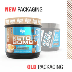 Sugar-free label on BPI Keto Bomb packaging