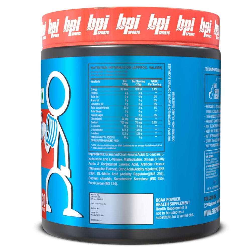 Watermelon Ice BCAA canister label on white background